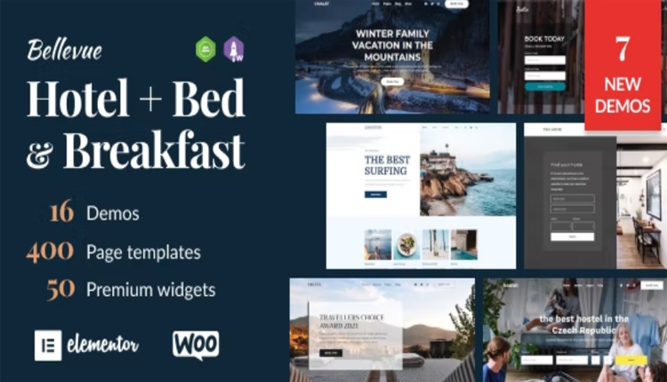 Bellevue Hotel + Bed and Breakfast Booking WordPress Theme
